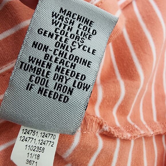 Catherines Women T Shirt 0X Striped Suprema Collection Peach V Neck Short Sleeve - Picture 11 of 11